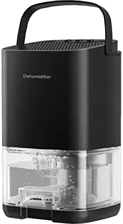 Deshumidificador, deshumidificador pequeño con apagado automático, deshumidificador portátil súper silencioso, deshumidificador inteligente para sótano, baño, oficina, caravana, deshumidificador de