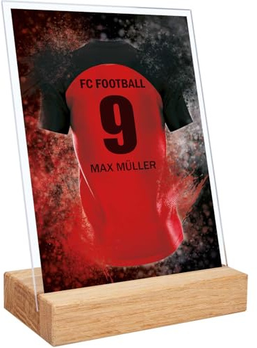 GRAVURZEILE Fußball Bild auf Acrylglas - Fussball Fanartikel Foto Trikot mit Name Nummer & Verein - Personalisierte Geschenke für Männer und Jungen - Geschenk für Ihn - Frankfurt Trikot - 15 x 20 cm