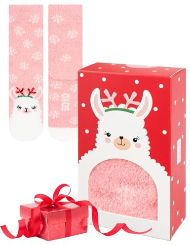 soxo Chenille Weihnachten Socken Damen Lustige Geschenke Für Frauen Bunte Weihnachtssocken 35-40 Lama