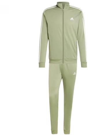 adidas Herren Basic 3-Stripes Tricot Track Suit, tent green/off white, L