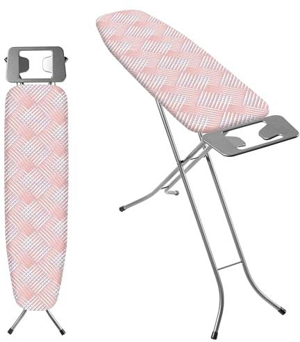 KADAX Asse da Stiro 110 x 30 cm con Altezza Regolabile, Supporto per Ferro e Copriasse in Cotone, Tavola da Stiro Pieghevole per Risparmiare Spazio (Pesca)