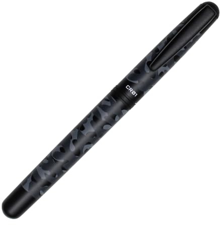 OHTO CR01 Ceramic Rollerball Pen, 0.5mm Fine Point, Thick Aluminum Barrel with Brass Components, Camouflage Black, Refillable Water-Based Black Ink, CR01-05-CBK