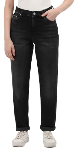 Calvin Klein Donna Jeans Mom Jean Tapered Fit, Nero (Denim Black), 28W/30L