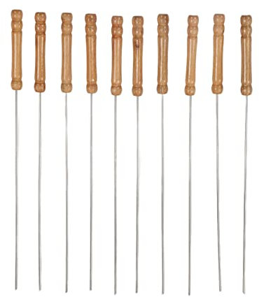 10 Uds. Brochetas Para Barbacoa De 11,8 Pulgadas, Pin Para Barbacoa, Mango De Madera, Palitos Para Brochetas Para Barbacoa De Acero Inoxidable, Brochetas Reutilizables, Juego De Palos Para Barbacoa Pa