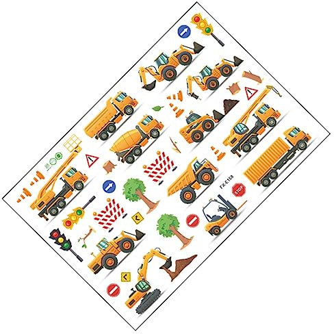 HEMOTON Cartoon Wandaufkleber Baumaschine mit Ampel für Kinderzimmer aus Pvc Abziehbar und Leicht Anzubringen Wanddekoration für Kinder und Babyzimmer
