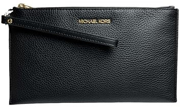 Michael Kors Jet Set Travel Pebbled Leather Large Top Zip Wristlet, nero