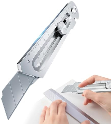 Cutter Professionnel Rétractable Couteau à Découper En Acier Inoxydable Couteau Utilitaire Polyvalent Et Robuste Outils De Couteau Utilitaires Pour Bureau, Maison, École (1 pièce)