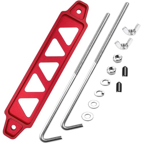 Greluma Batterihållare, med röda aluminiumbatterifäste och 27 cm (10,6) J-bultar