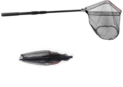 heavenlife Épuisette de Pêche Pliable 130cm, Filet de Pêche Extensible, Filet de Peche Poisson avec Poignée Télescopique, Alliage d'Aluminium pour Carpe Truite Crevette Etang Bassin Poisson