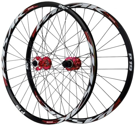 DYSY MTB Laufradsatz Steckachse 26/27,5 Zoll, Scheibenbremse Aus Aluminiumlegierung HG Lager 32H Vorder Und Hinterrad 29ER Fahrradfelge for 7–12 Gänge 2215G(Farbe:F+R,Size:THRU AXLE 29 inch)
