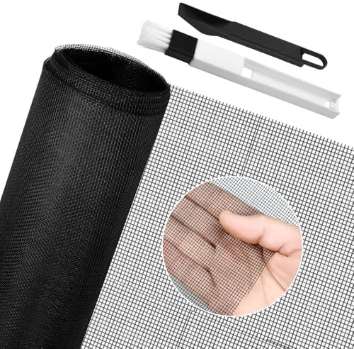 BUZIFU Moustiquaire Fenêtre 150x500cm Moustiquaire en fibre de verre Rouleau Moustiquaire Maille d'Écran Anti-Mouches Filet Écran Insecte DIY Moustiquaire pour fenêtres et portes(Noir)