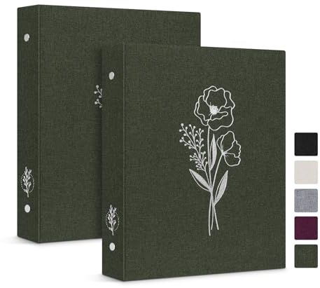 Lanpn Ringbuch Basic DIN A5 2 Stück, Leineneinband Ringbuch Ordner A5 mit 6 Ringe 1,9 cm runde Ringe hält A5 Papier für Zuhause Büro Schule Journaling Sammlungen (grün)