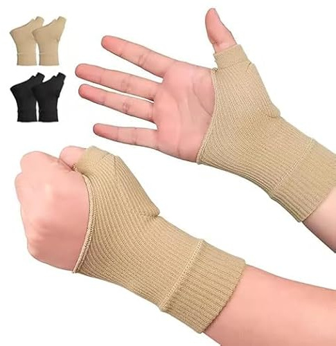 1 Pair Arthritis Wrist & Thumb Support Brace | Compression Wrist Brace for Hand Instability, Improve Circulation | Provide Excellent Support for Thumb Injury, Carpal Tunnel, Tenosynovi (Beige, L)