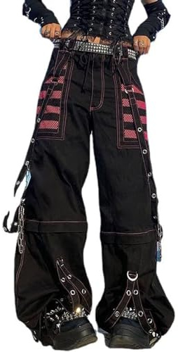 Kvinnor Y2k Jeans Grunge Gothic Tripp Byxor Punk Goth Byxor Vintage Baggy Denim Jeans Byxor Streetwear(B,Large)
