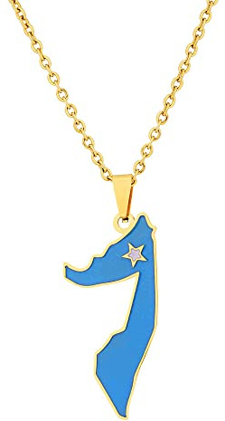 GONMFKM Collana Con Mappa Della Somalia Alla Moda Per Uomo - Geometria Mappa Popolare Della Somalia Collana Stile Etnico Retrò Città Somalia Collana Con Ciondoli Collana Di Gioielli Regalo Uomo Donn