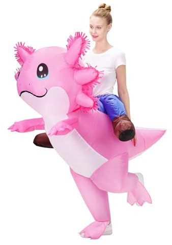 Poptrend Uppblåsbar axolotl kostym för vuxna män kvinnor halloweenkostymer uppblåsbar barndräkt Axolotl kostymer för barn cosplay party (vuxen)