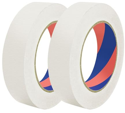 Duccinp White Painters Tape, 24mm x 50m x 2 Rolls Masking Tape for Indoor and Outdoor Use, Medium Adhesive Paint Tape for DIY Crafts, Arts, Painting, Easy Removal