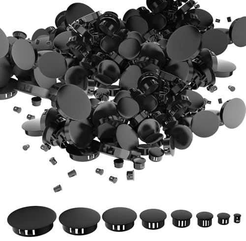 160 Stück Abdeckkappen für Bohrlöcher Blindstopfen Kunststoff Lochstopfen 6/8/10/12/16/20/22/25MM Bohrloch Abdeckstopfen Verschlussstopfen Lochabdeckung Stopfen für Schränke Maschinen Möbel（Schwarze）