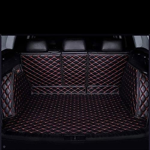 Auto Leder Kofferraummatte Für Mercedes-GLC Coupe 300 2024 2023-, Kofferraumwanne Wasserdicht Langlebig rutschfest Anti-Verschleiß，Leicht Zu Reinigen(Black red)