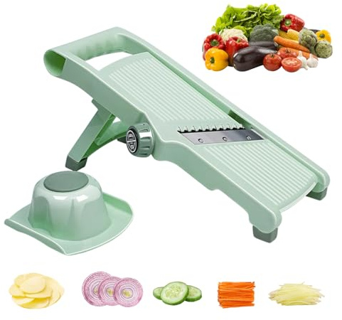 Gemüseschneider Verstellbar Gemüsehobel, Edelstahl Zwiebelschneider Gurkenhobel Kartoffelschneider Obstschneider Julienneschneider für Gemüse und Käse, Küchen Gadgets (A)