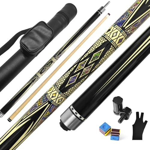 RAYNA GAMES Pool-Billardqueues,58“ Pool Cue Stick with 12,5 mm Lederspitze,20 oz Billard Queue Set für Anfänger professionelle Billardspieler