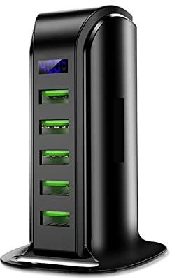 Stazione di ricarica multipla, Caricatore USB, display a LED a 5 porte Dock for stazione di ricarica multi USB Dock for stazione di ricarica domestica da parete for telefono cellulare universale per p