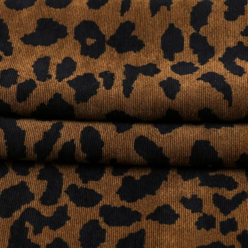 100x150cm Cordstoff,Stoff Meterware mit Leopardenmuster Geparden Bedruckter Polsterstoff Dekostoff Zum Nähen Von Kleidung und Zum Basteln,Polster und Wohnaccessoires,Hosen Jacken Kleider,Dunkelgelb