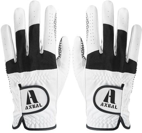 AXKAL Golfhandschuhe für Herren, extra Grip, rutschfest, 2 Stück/1 Paar, Golfhandschuhe für Links- und Rechtshänder, Allwetter, atmungsaktiv, mit strapazierfähigem Material, Größen S, M, ML, XL