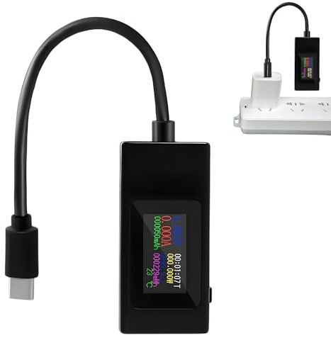 USB C Tester Power Meter, 4-30V 0-6.5A | Voltage and Current Display, USB Capacity and Temperature Monitor, Working Time Ammeter Voltmeter