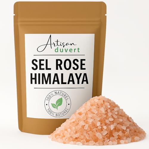 Sel Rose de l’Himalaya 250g – Gros Cristaux pour Cuisine et Moulin – Pur, Non Raffiné, Naturel – Format – L’Artisan du Vert