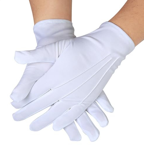 Generisch Weiße Handschuhe für Kostüm Verkleidung und Theater, Rutschfeste Uniformhandschuhe, Bequeme Weiße Handschuhe für formelle Anlässe, Gartenarbeit, Hochzeit, Cosplay, Küche und Uniform
