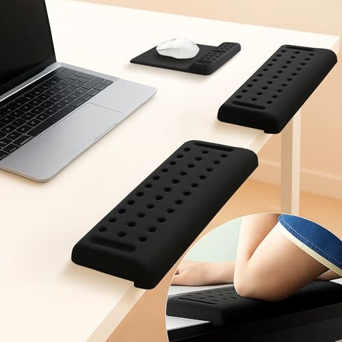 Handballenauflage Tastatur & maus L-förmige Armauflage Schreibtisch 30x10cm | Ergonomische Handgelenkauflage Memory-Schaum, Rutschfeste Schreibtischunterlage mit Kantenschutz für Unterarm & Ellbogen