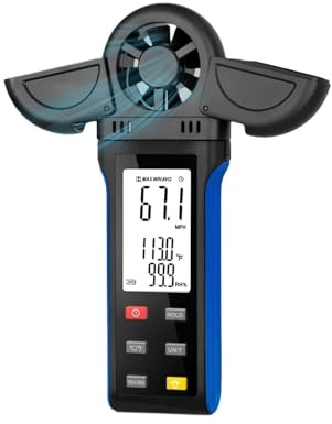 Handheld Anemometer with 270º Rotatable Detector & Vane Cover,Digital Wind Speed Gauge Meter,CFM for HVAC Shooting Golf