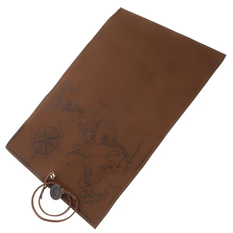 FIXOSHEE Vintage Rolle Federmäppchen aus Leder mit Schatzkartendesign Tragbare Stifteaufbewahrung für Schule Büro und Reisen