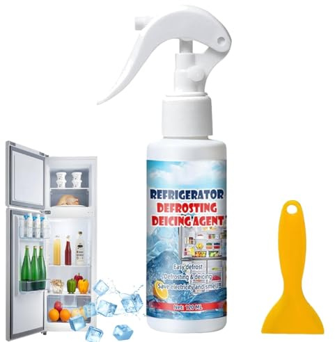Degivrant Refrigerateur Congelateur,Spray Dégivrant Congélateur,Dégivrage Puissant Pour Réfrigérateur Congélateur,Spray Defroisseur Rapide Pour Frigo,Fourni Avec un Grattoir, 120ML (1)