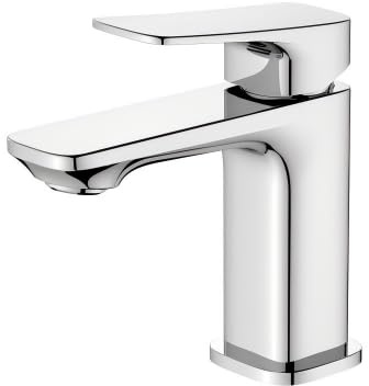 BELZ Basin Mixer Tap, Solid Brass Bathroom Sink Tap with Drip-Free Ceramic Cartridge and G1/2 Hoses, Single Lever Hot & Cold Mixer, Chrome – Size: Height 133mm