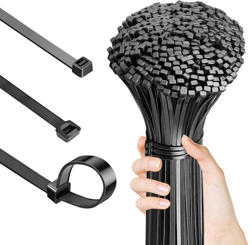 100 Pcs Black Cable Ties Long Zip Ties Outdoor, 450 x 10 mm Long Cable Ties | Reusable Heavy Duty Wire Tiesset, Strong UV Resistant Cable Tie Wraps Set for Indoor Outdoor Use
