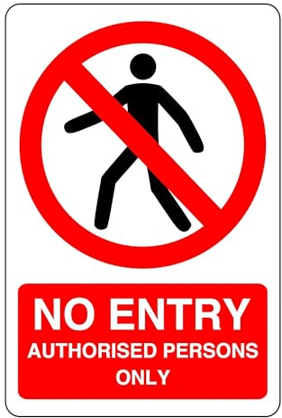 No Entry - safety sign - 1.2mm Rigid plastic for indoor/outdoor usage (300mm x 200mm) Viewing Distance within 7m.