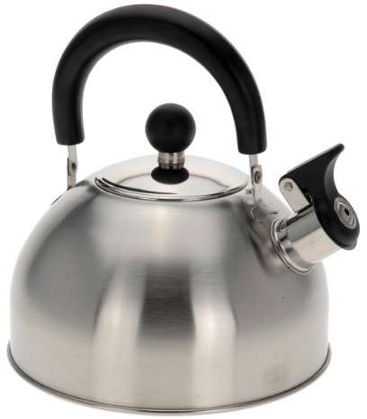 matrasa Flötenkessel Edelstahl - 2,5 L Pfeifkessel Wasserkessel Wasserkocher mit klappbarem Griff (Silber)