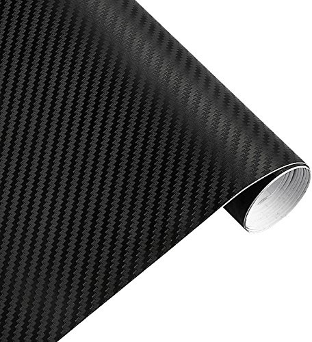 Könighaus (5,43€/m2 Schwarz 3D Carbon Autofolie 400 x 152 cm blasenfrei mit Anleitung