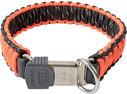 Sprenger Hundehalsband aus stabilem Paracord Nylon mit Edelstahl Clic Lock Verschluss I Wasserabweisende Halskette, reflektierend, langlebig 40 cm, orange