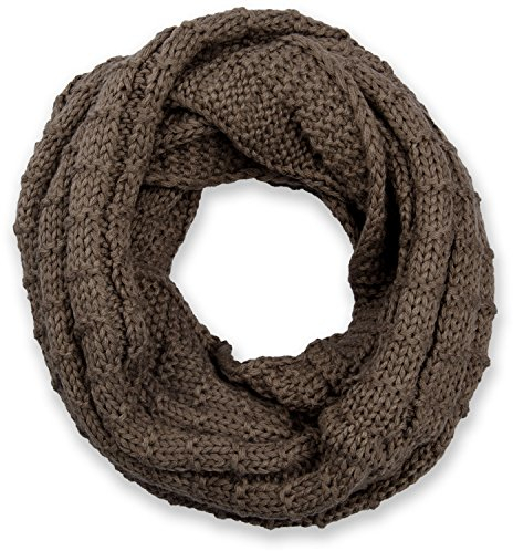 styleBREAKER Unisex Strick Loop Schal kariert, Uni Feinstrick Schlauchschal, Winter Strickschal 01018154, Farbe:Taupe