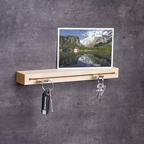 WOODS Llavero de madera en 40 cm, hecho a mano en Baviera, soporte para llaves de arce, moderno listón para llaves como tablero, colgador de llaves de madera de arce, decoración de pared de madera