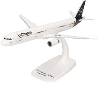 Herpa modello di aereo Airbus A321 Die Maus“, Lufthansa Doppeldecker in scala 1:200 - Snap-Fit, pezzo da collezione, miniatura deco, statuetta con supporto in plastica