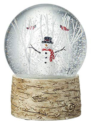 Heaven Sends Christmas Snowman Snow Globe with Robins & Trees