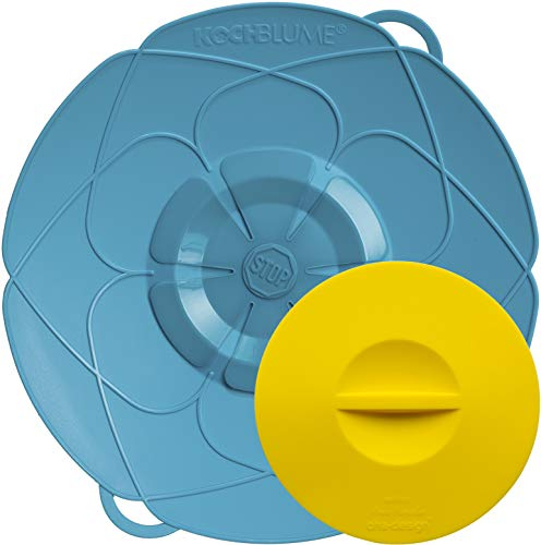 Kochblume - The original from the inventor Armin Harecker L 29 cm turquoise | boil over protection for pot sizes from diameter 14 to 24 cm | with lid for keeping food fresh.