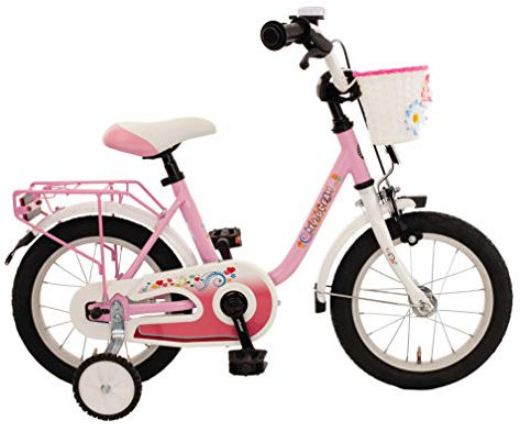 Bachtenkirch-Interbike GmbH Kinderfahrrad 14 Zoll mit Rücktrittbremse Stützräder Seitenständer Mädchen Rosa