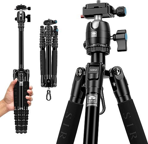 SIRUI Leicht Reise Travel Kamera Stativ Tripod,132cm Aluminium mit 360°Panorama Kugelkopf und Arca Swiss Schnellwechselplatte Tragfähigkeit 5kg-fotostativ/kamerastativ/reisestativ/dreibein-stative