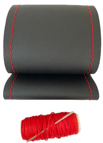 1neismartech Universal-Auto-Lenkradbezug aus Kunstleder zum Nähen mit Nadel und rotem Faden Lenkraddurchmesser 37-38 cm