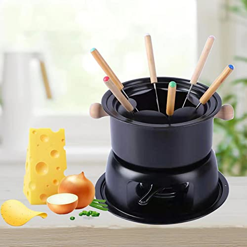 Set de fabricante de fondue de chocolate multifunción de acero al carbono Helado de chocolate y queso olla caliente de fusión Pot Set de fondue (negro)